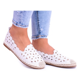 Balerini Lu Boo pentru femei Espadrile albe Flori Macarena