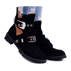 Lu Boo Cizme decupate din piele de căprioară neagră Rock Girl negru Lu Boo Cizme decupate din piele de căprioară neagră Rock Girl negru