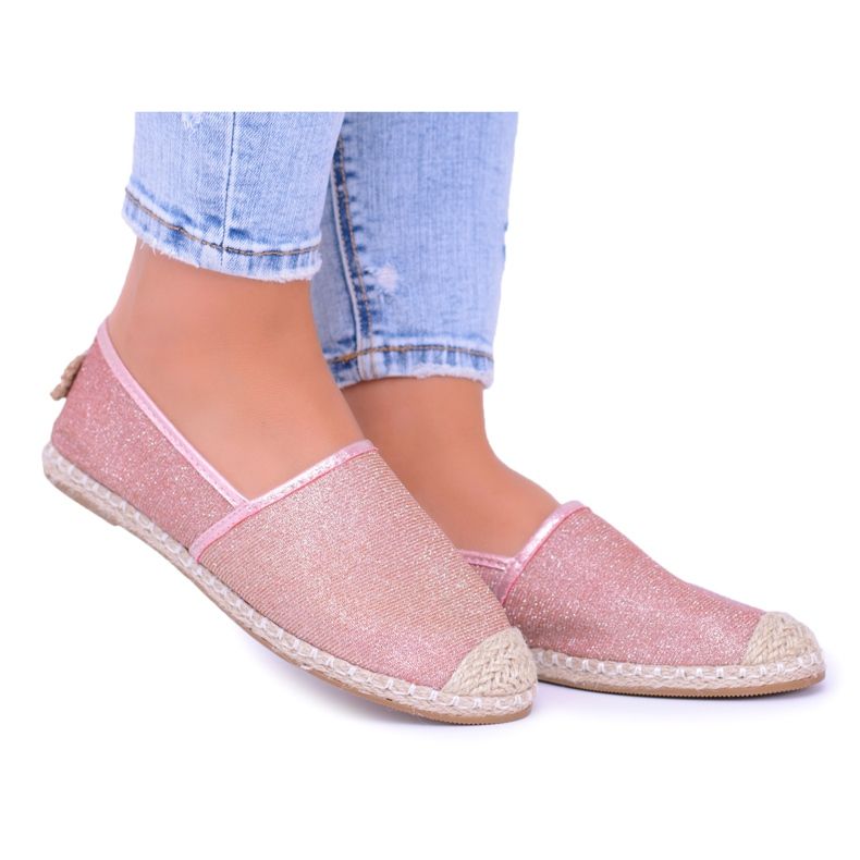 Espadrile Lu Boo pentru femei Slip On Glitter Gold Rose Miravet roz Espadrile Lu Boo pentru femei Slip On Glitter Gold Rose Miravet roz