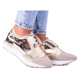 Încălțăminte sport aurie Lu Boo pentru femei Madoni de aur Încălțăminte sport aurie Lu Boo pentru femei Madoni de aur