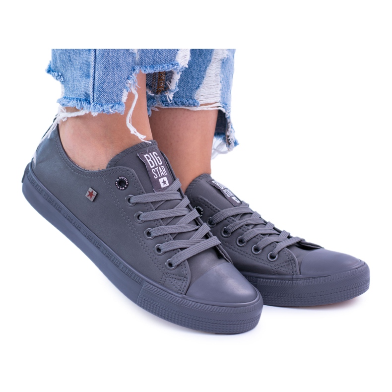 Adidași gri pentru femei Big Star Monokolor BB274743