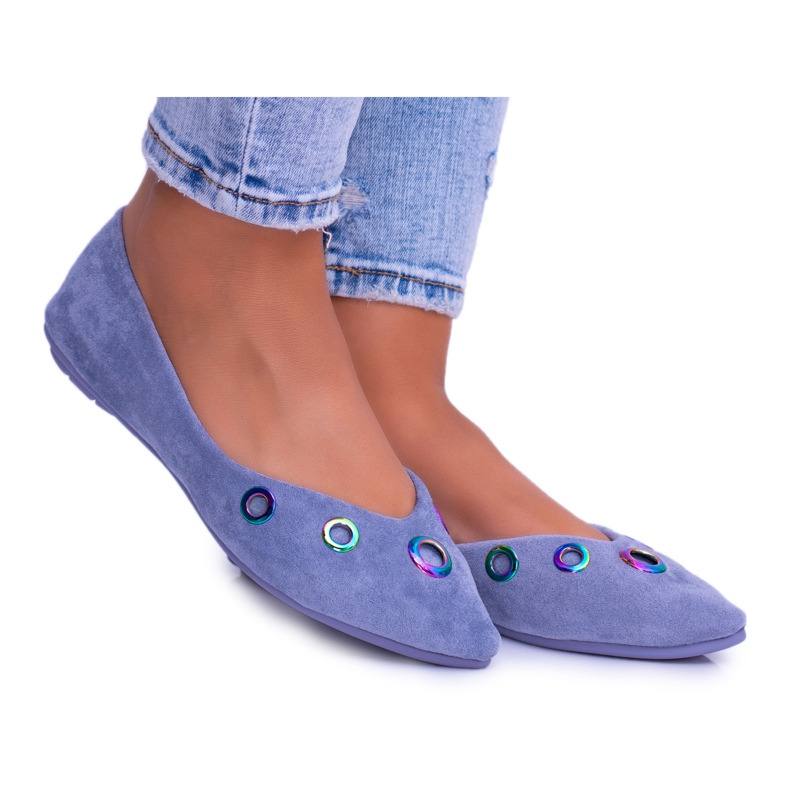 Lu Boo Blue Ballerina In Octavia Spitz Gasoline Eyelets albastru