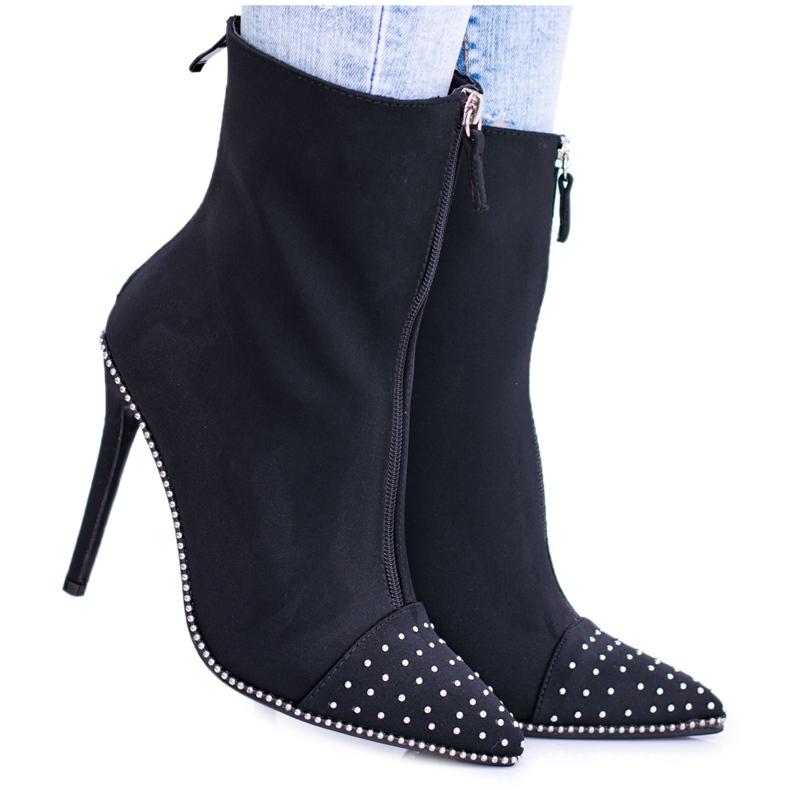 BUGO Cizme din piele neagră pe toc Regio negru BUGO Cizme din piele neagră pe toc Regio negru