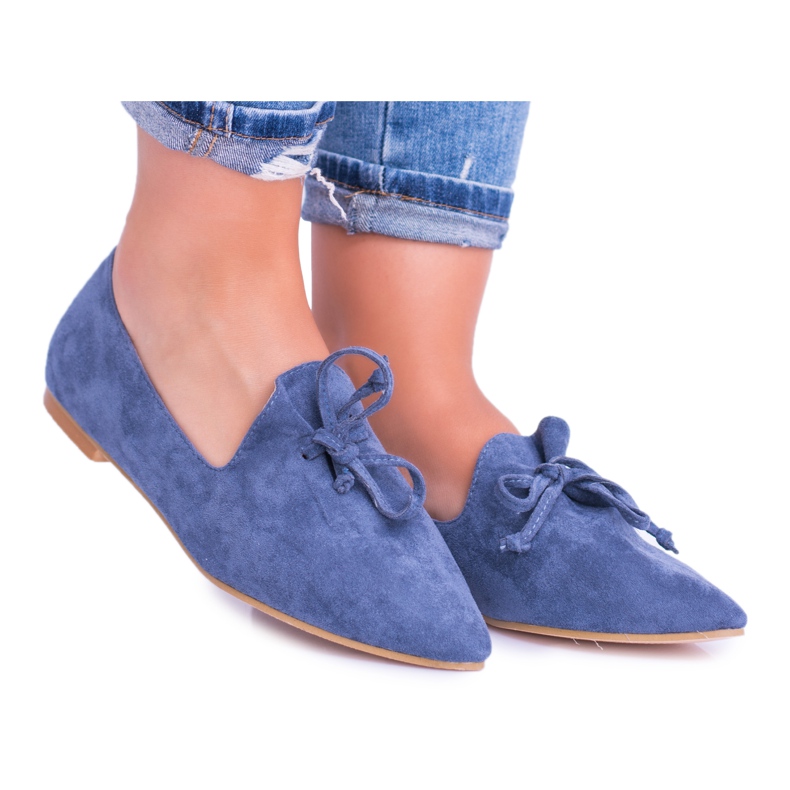 Balerini Lu Boo Navy Blue în Lordsy Spitz Suede Feliciano albastru marin