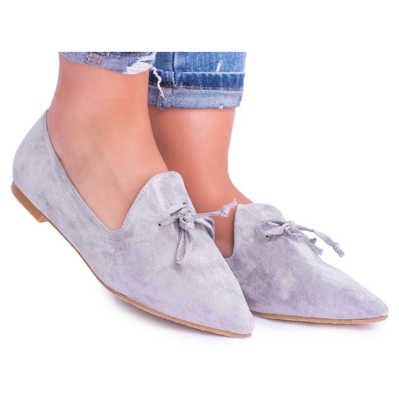 Lu Boo Grey Ballerinas In Lords Spitz Suede Feliciano gri