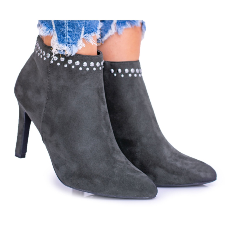 Vinceza Cizme de măsline pentru femei cu toc înalt Nituri Bemi verde