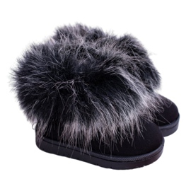 FRROCK Cizme de zăpadă pentru copii, cu blană, vulpe mică negru FRROCK Cizme de zăpadă pentru copii, cu blană, vulpe mică negru