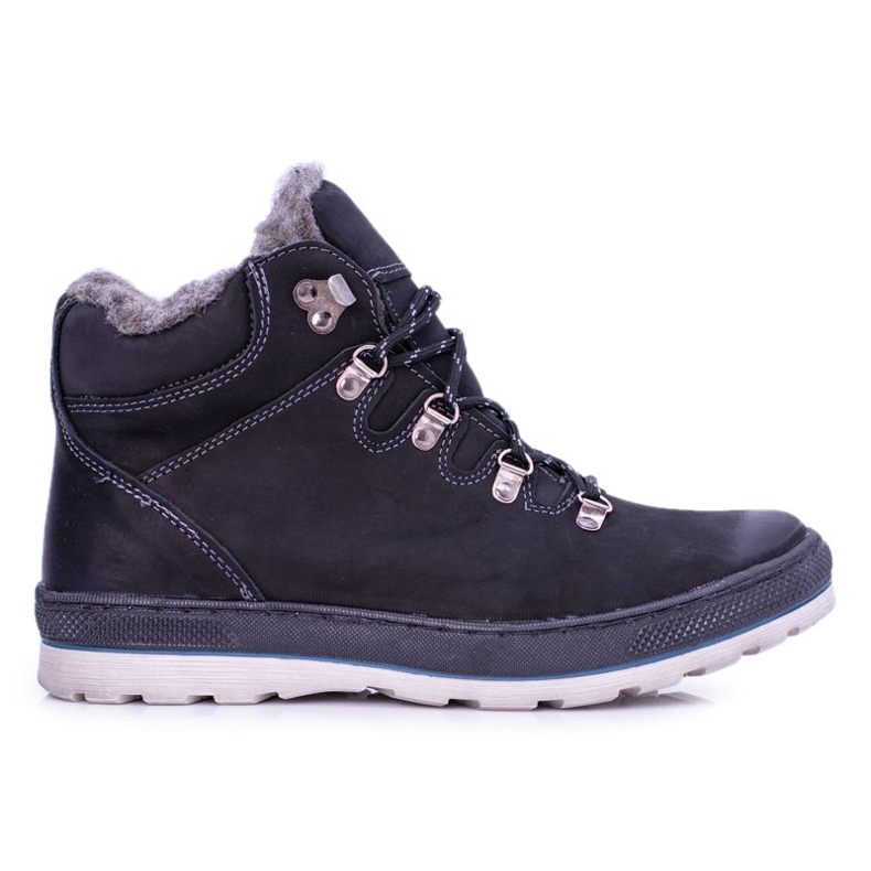 Mario Boschetti Cizme calde pentru bărbați din piele neagră Abelo negru