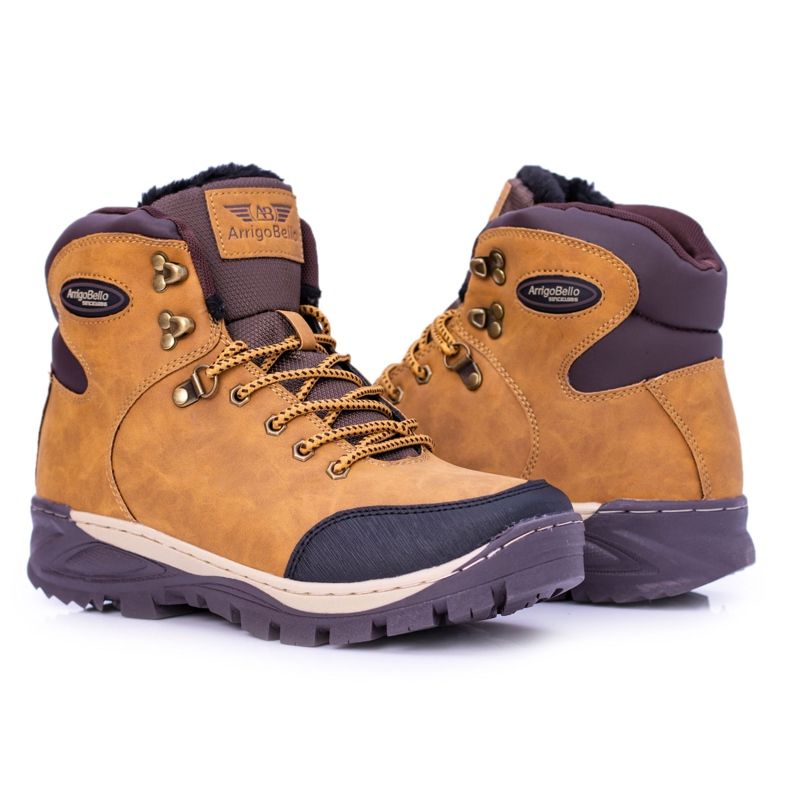 Ax Boxing Pantofi de trekking pentru bărbați calzi Camel Hear cu blană maro