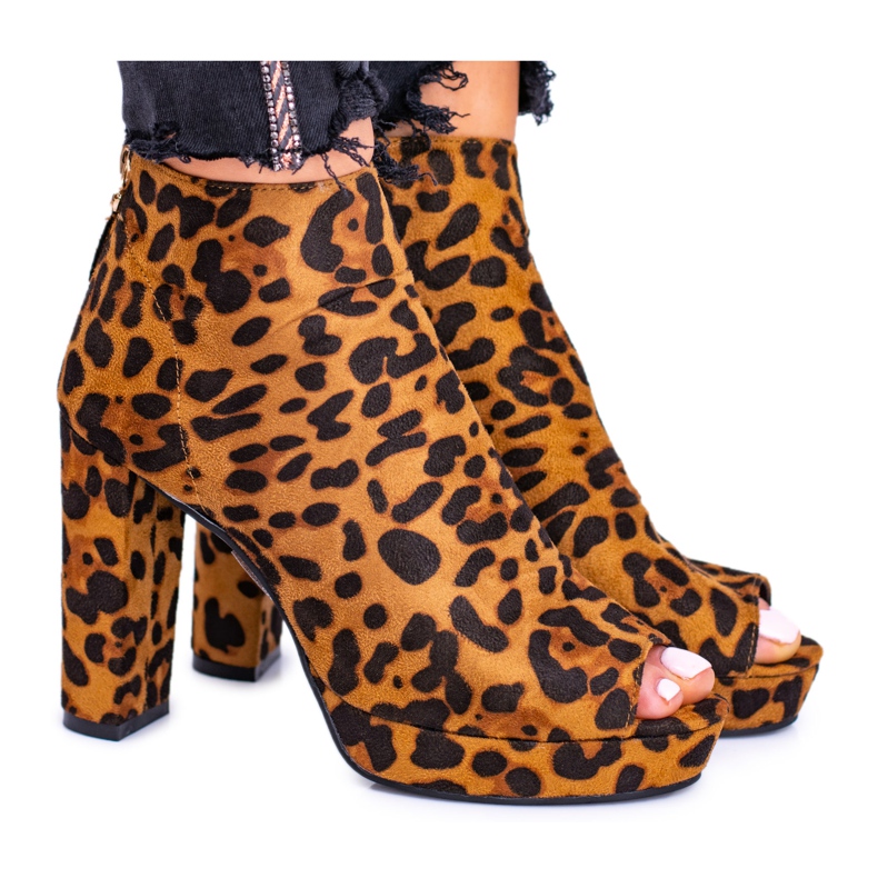 FRID Cizme de damă pe toc Toe deschise Pantera Temira maro