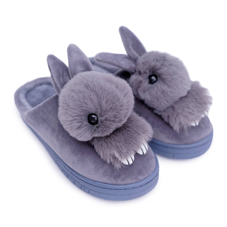 Papuci clasici de damă cu iepure gri Howi Papuci clasici de damă cu iepure gri Howi