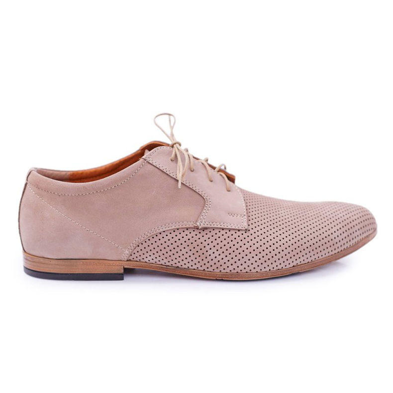 Bednarek Polish Shoes Brogues pentru bărbați Bednarek Nubuck Openwork Beige Hermes bej