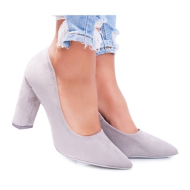 SEA Pompă de damă pe călcâi din piele de căprioară gri