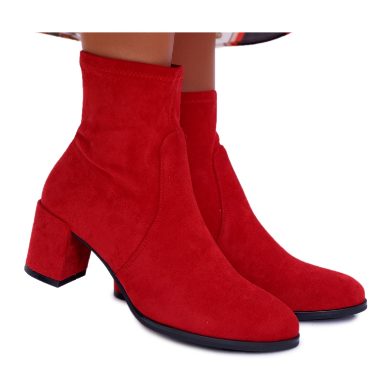 Cizme de primăvară pentru femei cu toc înalt Sergio Leone Slip-On Red LikeStar roșu