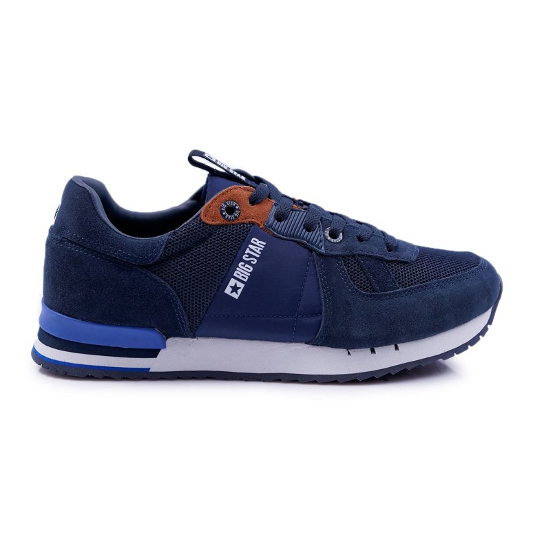 Pantofi sport pentru bărbați Big Star Suede Leather Blue Navy DD174321 albastru marin
