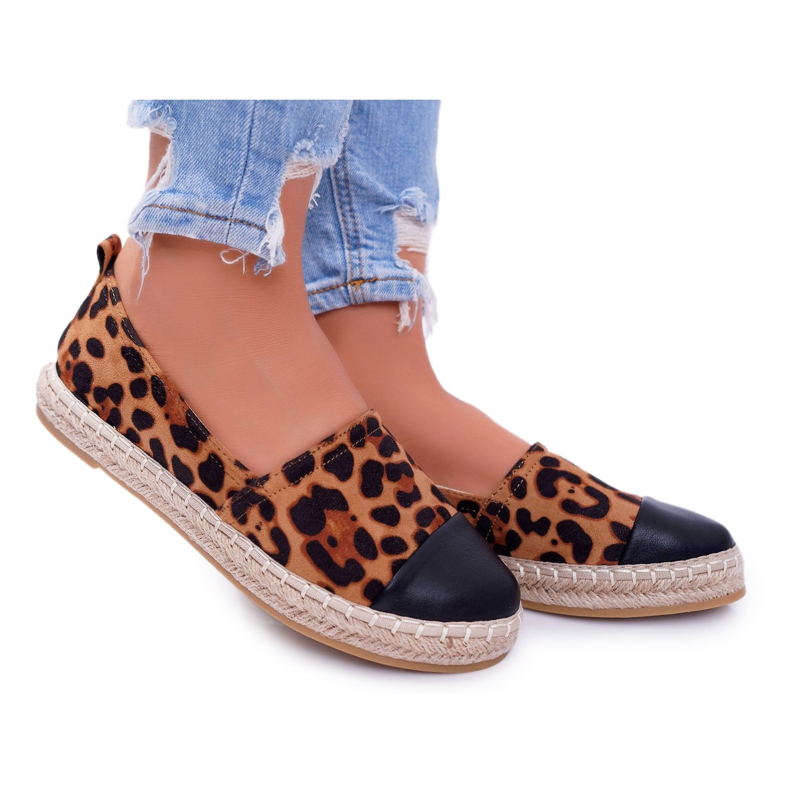 NFR Espadrile pentru femei Leopard Flaty maro