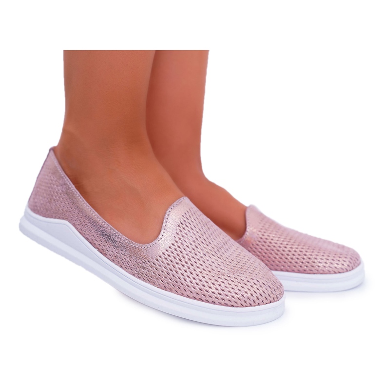 S.Barski Brogues pentru femei din piele Slip-On Lordsy Pink Lordi roz