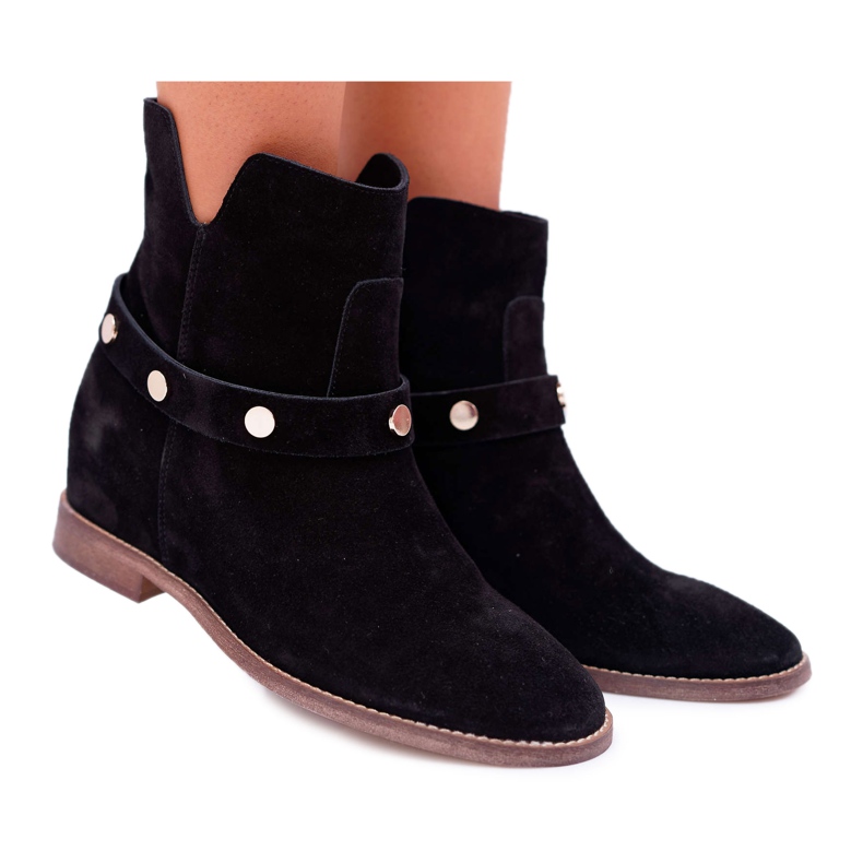 Cizme de damă Laura Messi 1890 Piele de piele de căprioară Negru Darmah