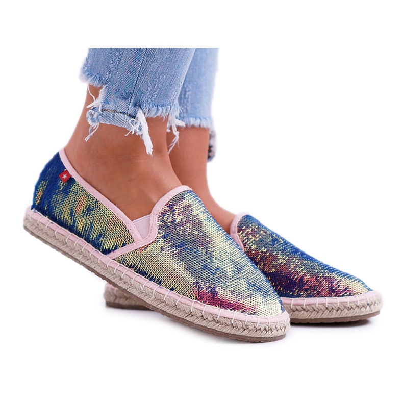 Espadrile pentru femei Big Star Iridescent Paiete DD274A164 albastru marin Espadrile pentru femei Big Star Iridescent Paiete DD274A164 albastru marin