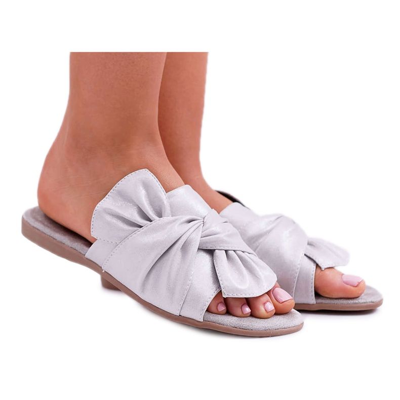 EVE Papuci de damă cu funda gri de scaun