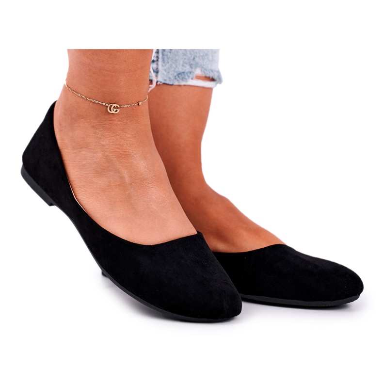 EVE Ballerinas pentru femei din piele de căprioară 9BL02-1031 Black Lasota negru