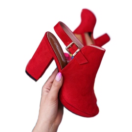 BUGO Sandale de damă pe toc înalt cu degetele deschise Roșu Montree roşu