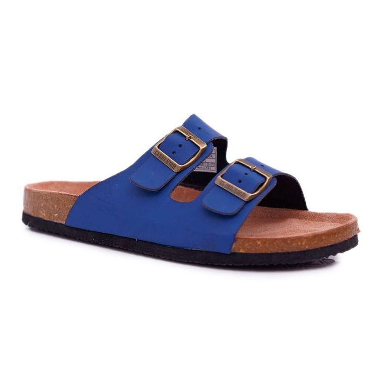 Papuci bărbați cu catarame Big Star Blue Navy DD174604 albastru marin