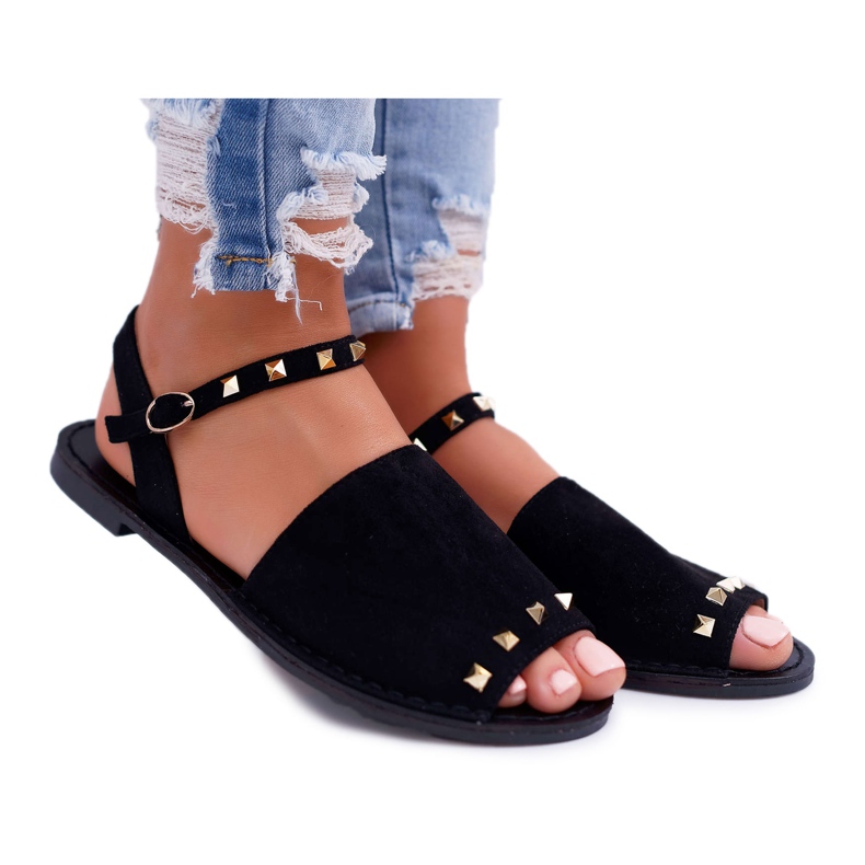 Sandale de damă Lu Boo Suede Black Silena negru