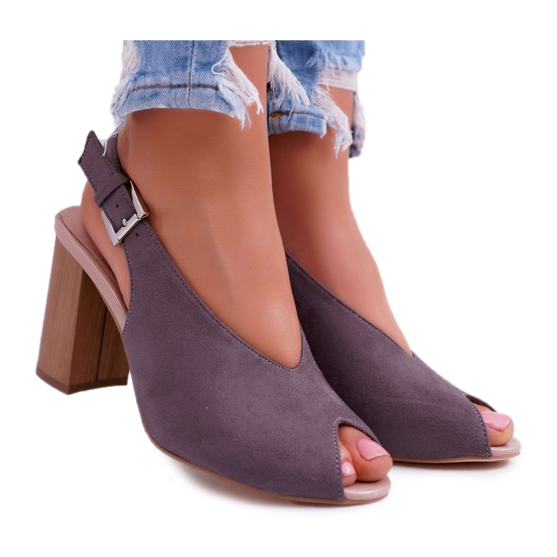 EVE Sandale de damă piele întoarsă gri închis Celian