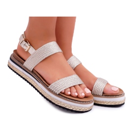 Moow Sandale pentru femei pe platforma Espadrile Golden Sarabel de aur