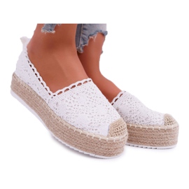 BUGO Espadrile din dantelă de damă White Lovely Haven alb
