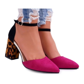 PS1 Pompă de damă pe toc Leopard Fuchsia Ferri maro negru roz multicolor