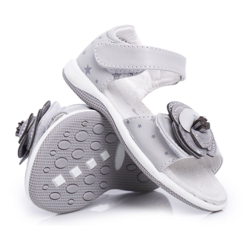 EVE Sandale pentru copii cu velcro pentru fete gri Flamenco