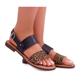Sandale pentru femei Piele Maciejka Piele Leopard Negru IT001-03 / 00-0