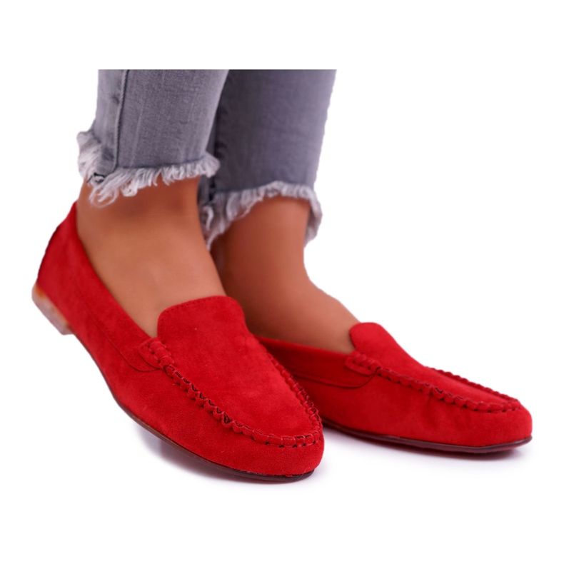 Mocasini de damă Sergio Leone Suede Red Winted roșu Mocasini de damă Sergio Leone Suede Red Winted roșu