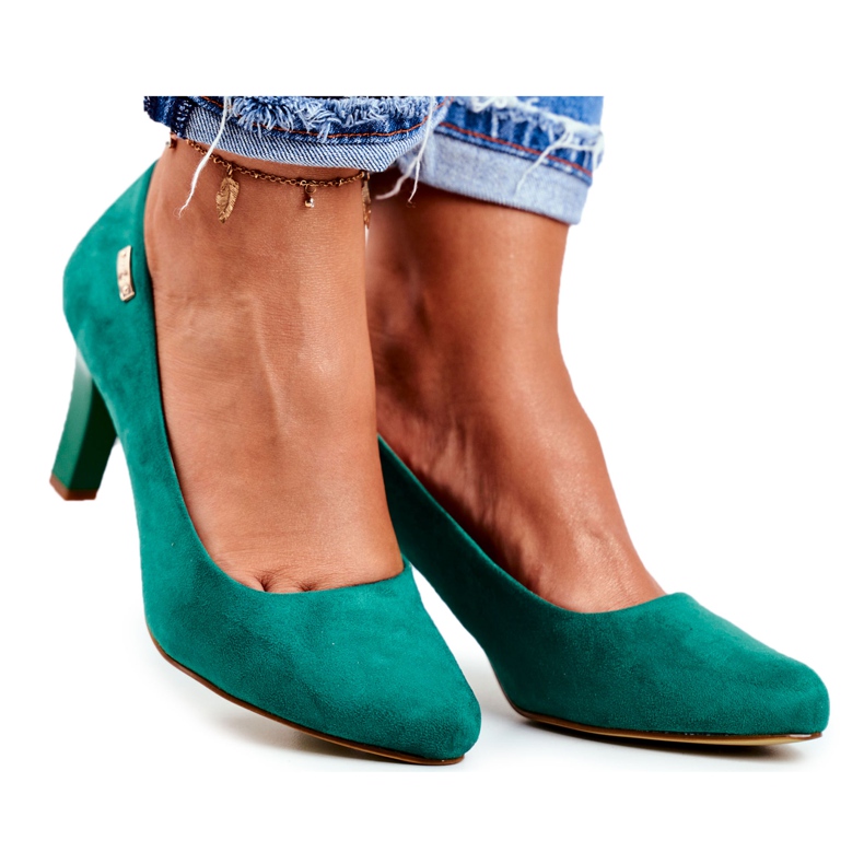 Sandale Sergio Leone pentru femei, din piele de căprioară verde Orsola