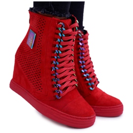 Adidași de damă Lu Boo Openwork Suede Red Clamma roșu