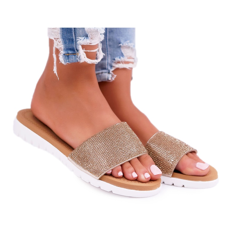 Pantofi cu paiete din aur Lu Boo pentru femei de aur