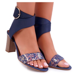 Sandale din piele pentru femei Maciejka pe toc Blue Blue 03597 albastru marin Sandale din piele pentru femei Maciejka pe toc Blue Blue 03597 albastru marin