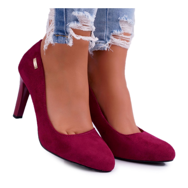 Pompă de damă pe toc Suede Dark Fuchsia Sergio Leone Campbell roz