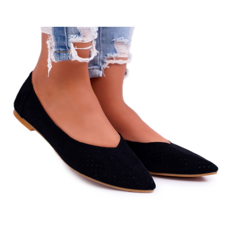 Balerini de damă Lu Boo Desert negru ajurat