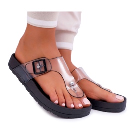 SEA Papuci de damă Flip-flops Transparent Stripe Black Framona incolor negru