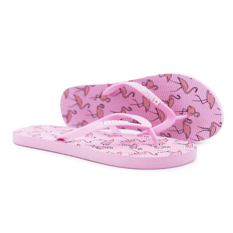 Papuci de damă Flip-flops Big Star Pink Flamingos AA274A176 roz