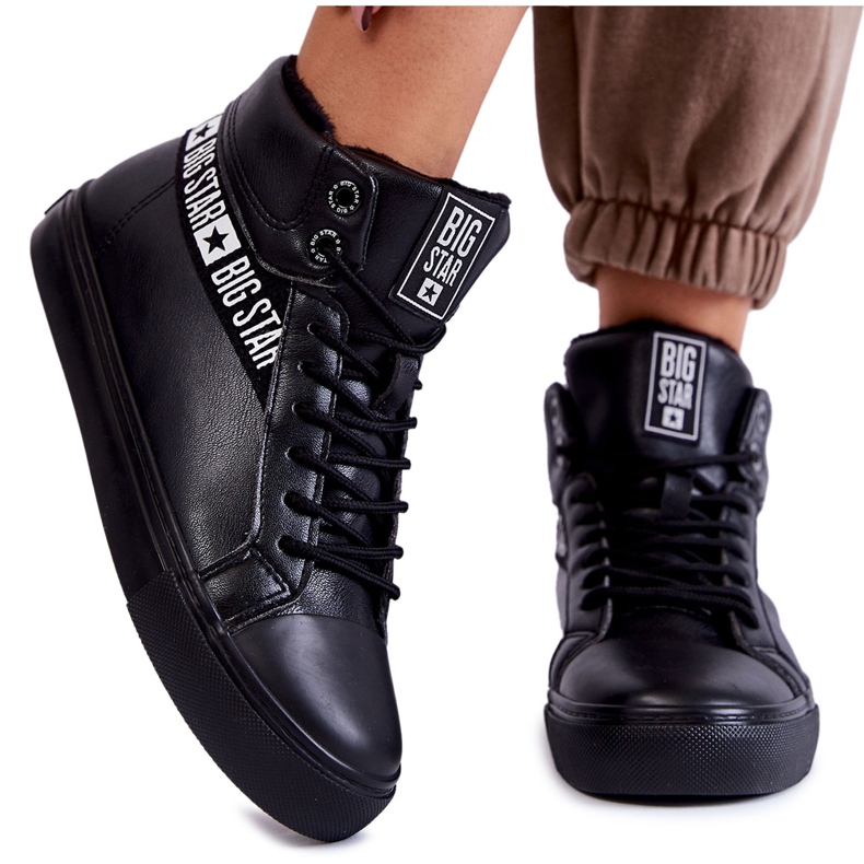 Adidași pentru femei Big Star High Black EE274355 negru