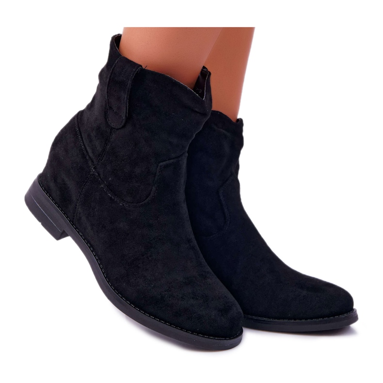 SEA Cizme de damă cu toc plat de talie caldă peste gleznă Demini negru