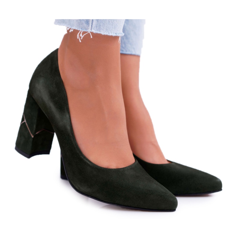 Pompe femei Laura Messi Suede Olive 2050 Tiffany verde