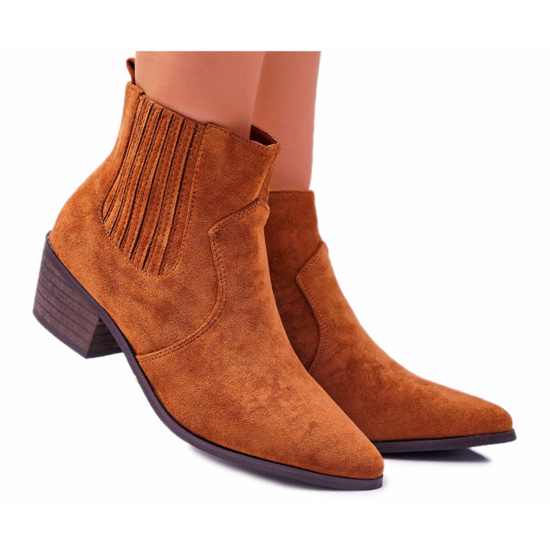 Cizme pentru femei cu toc plat Camel Umberco maro