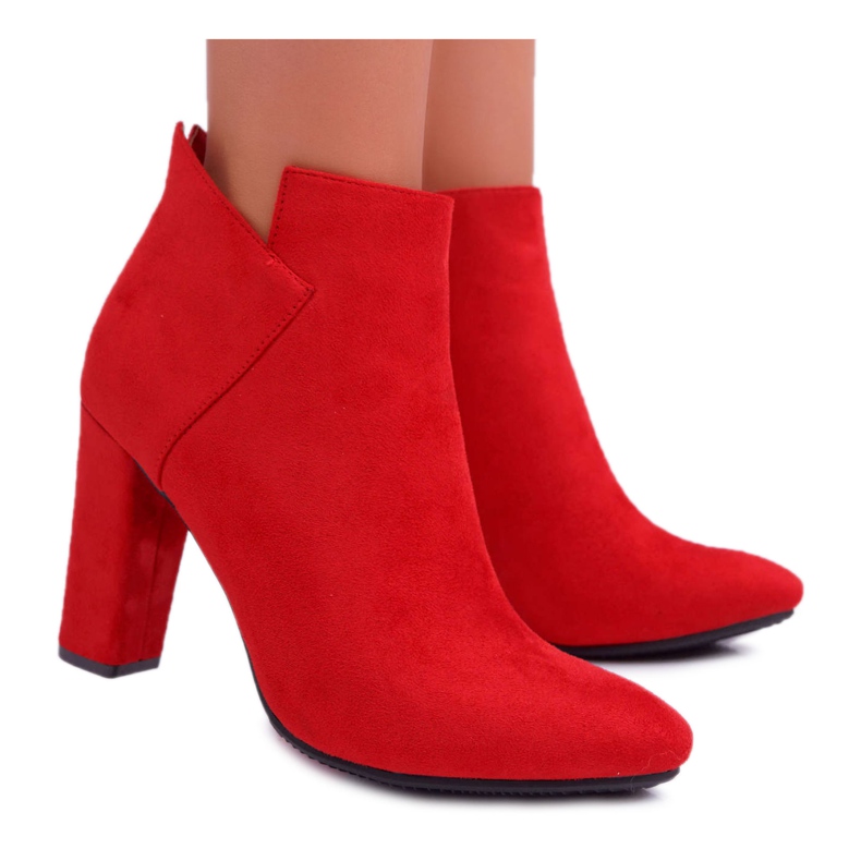 Vinceza Cizme de damă cu toc piele de căprioară roșie roșu