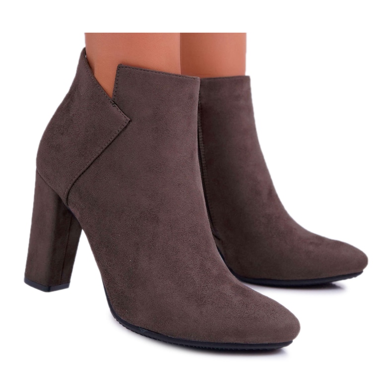 Vinceza Cizme de damă cu toc din piele de căprioară din piele de căprioară kaki