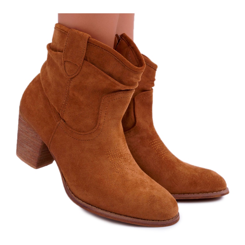 Cizme de damă pe toc Cowboy Camel Maverick maro